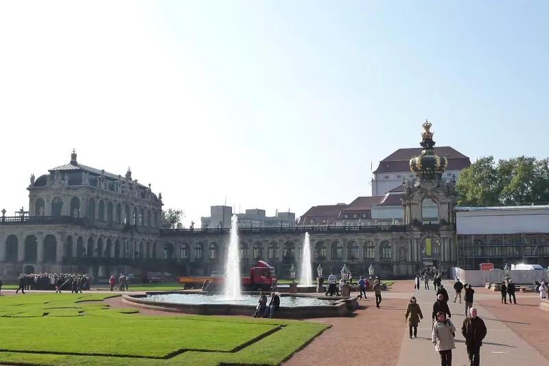 The fountain courtyard inside the Zwinger