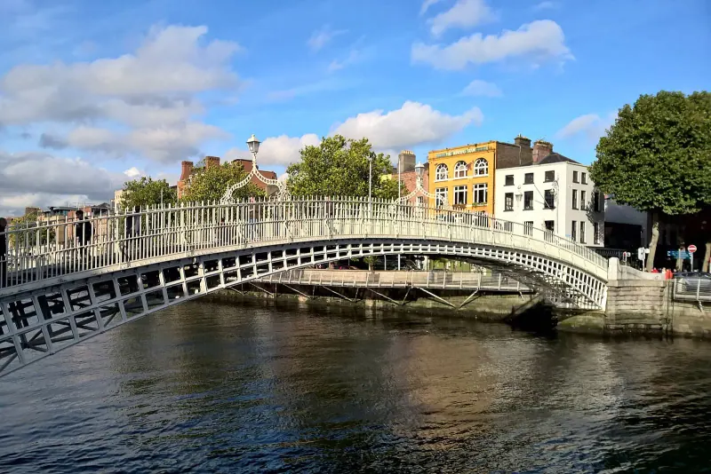 The Ha'penny Bridge over the River Liffey in Dublin