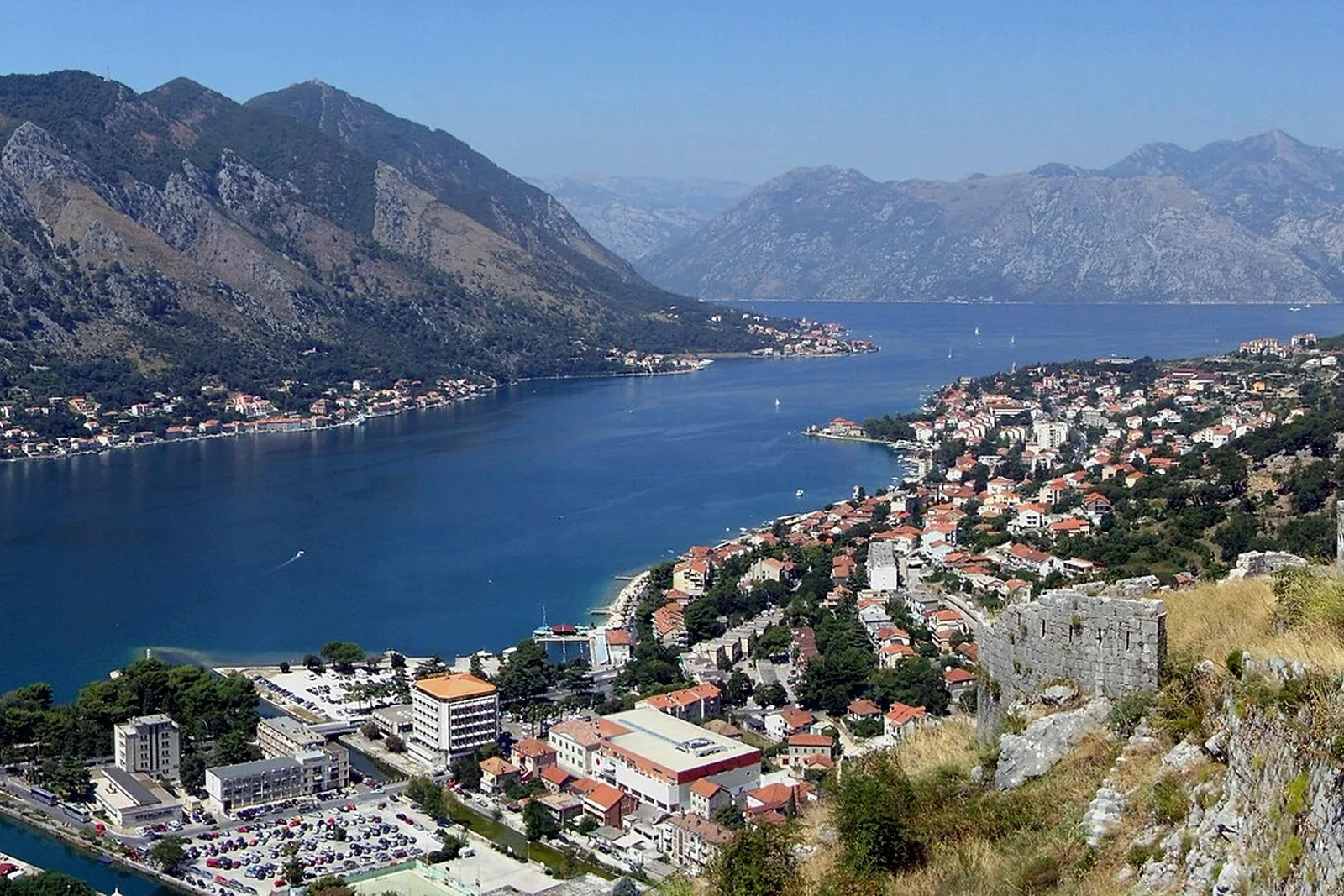 Bay of Kotor and Kotor old town from the city walls