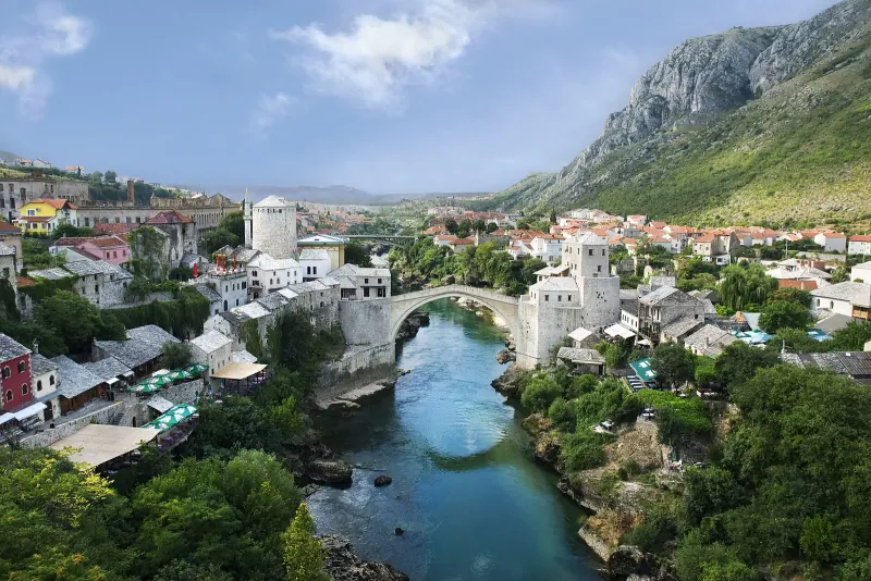 Stari Most bridge over the Neretva river in Mostar