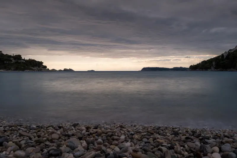 Lapad Bay at sunset in Dubrovnik