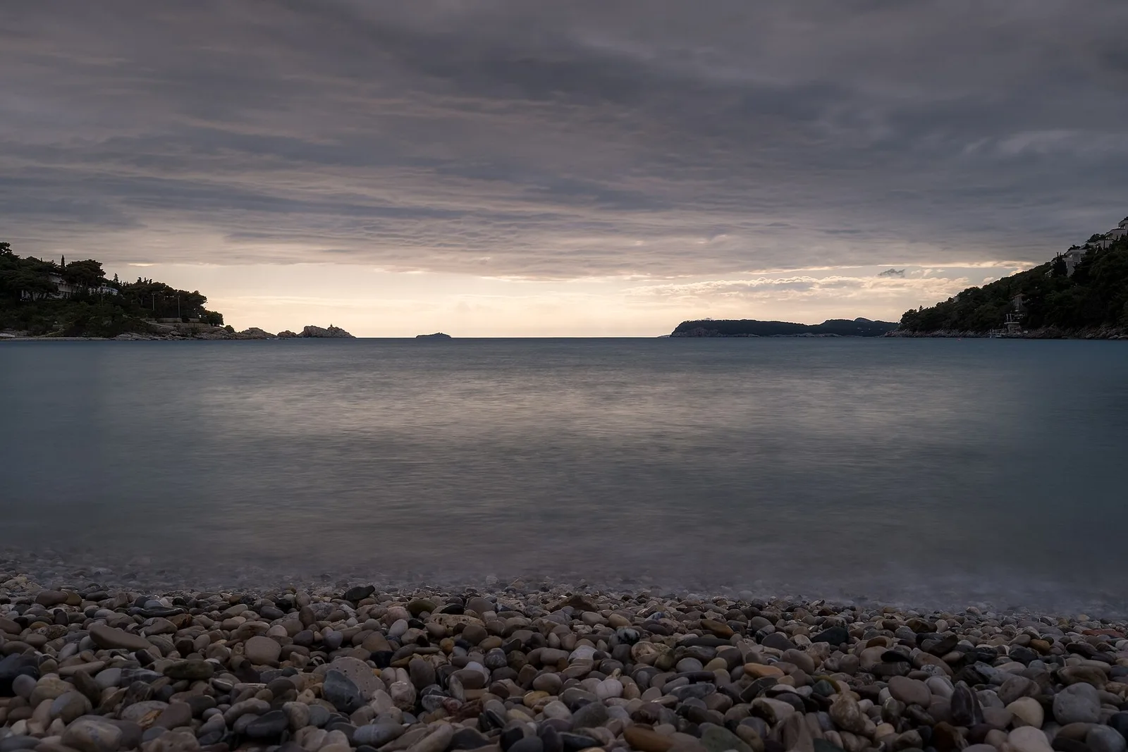 Lapad Bay at sunset in Dubrovnik