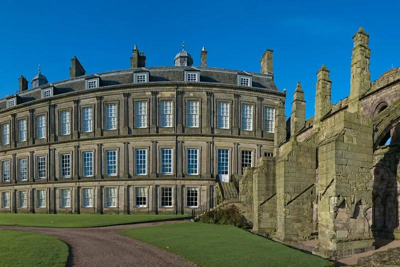 The Palace of Holyroodhouse and the ruined abbey in Edinburgh