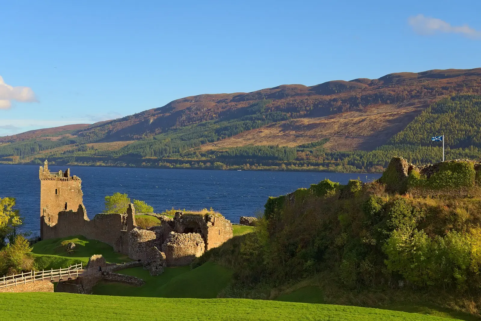 Urquhart Castle ruins on the shore of Loch Ness