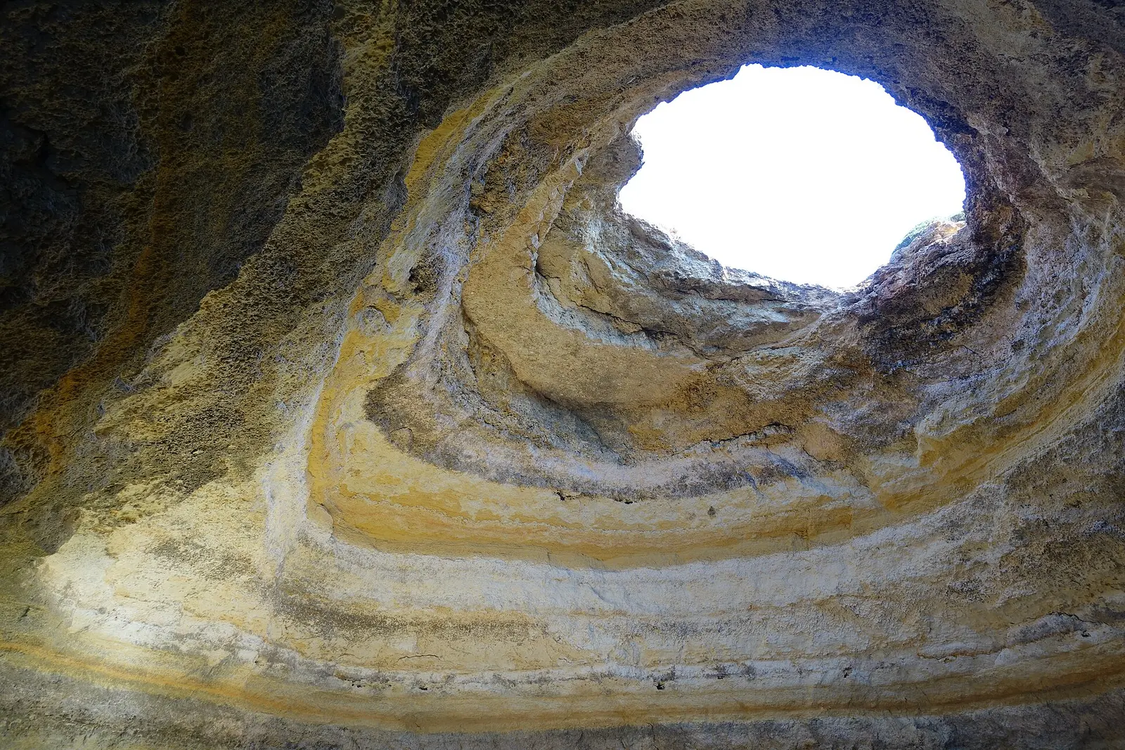 Daylight through the skylight of Benagil cave