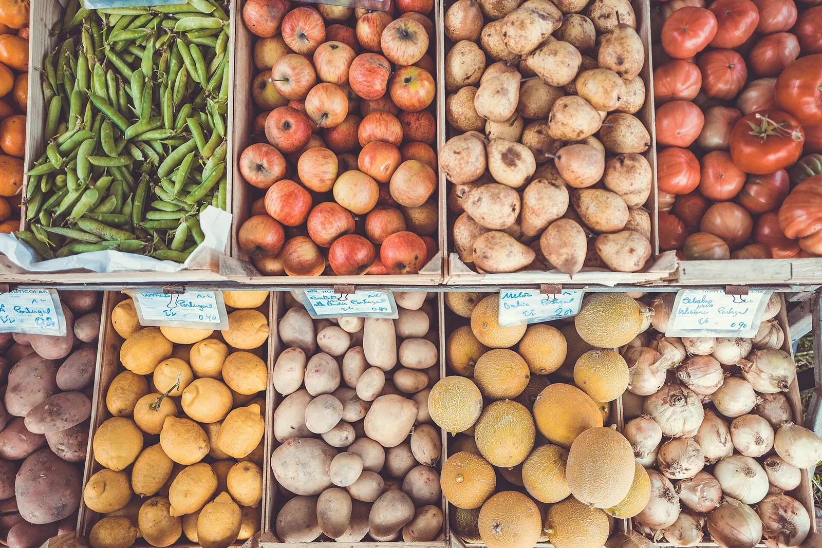 Vegetable stalls at a Portuguese market