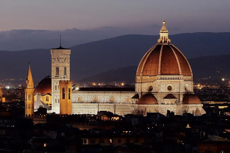 Florence Cathedral and Brunelleschi's dome at dusk
