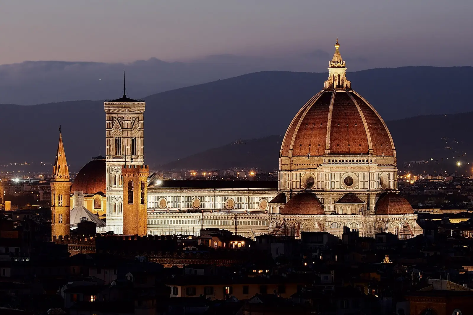 Florence Cathedral and Brunelleschi's dome at dusk