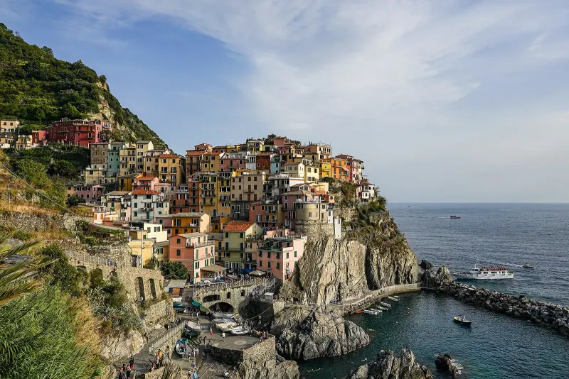 The colourful village of Manarola above the sea in the Cinque Terre
