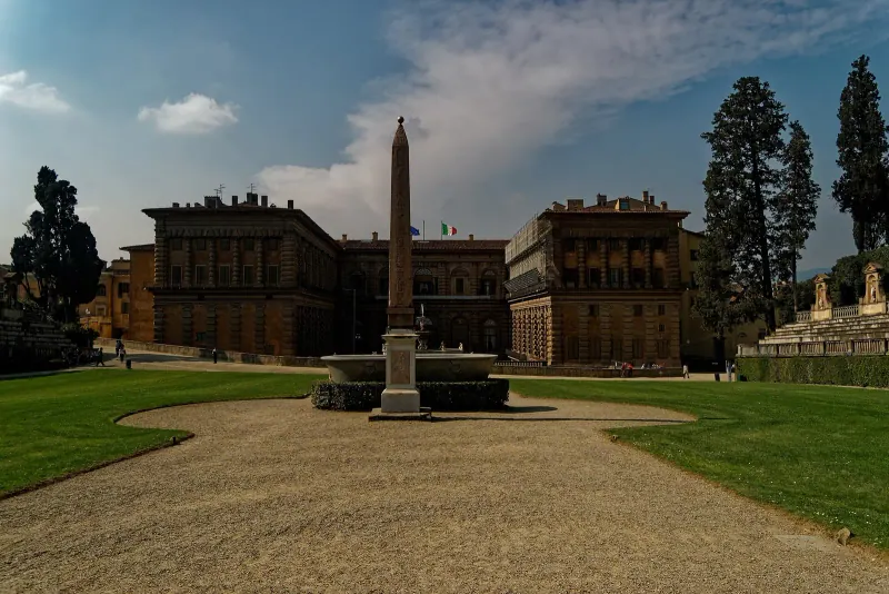The Pitti Palace behind the obelisk in the Boboli Gardens