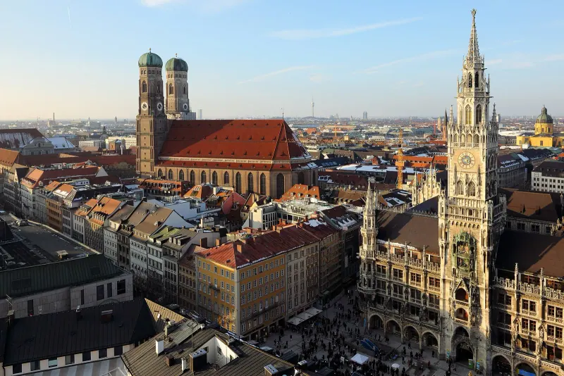 Munich's Marienplatz and New Town Hall from above