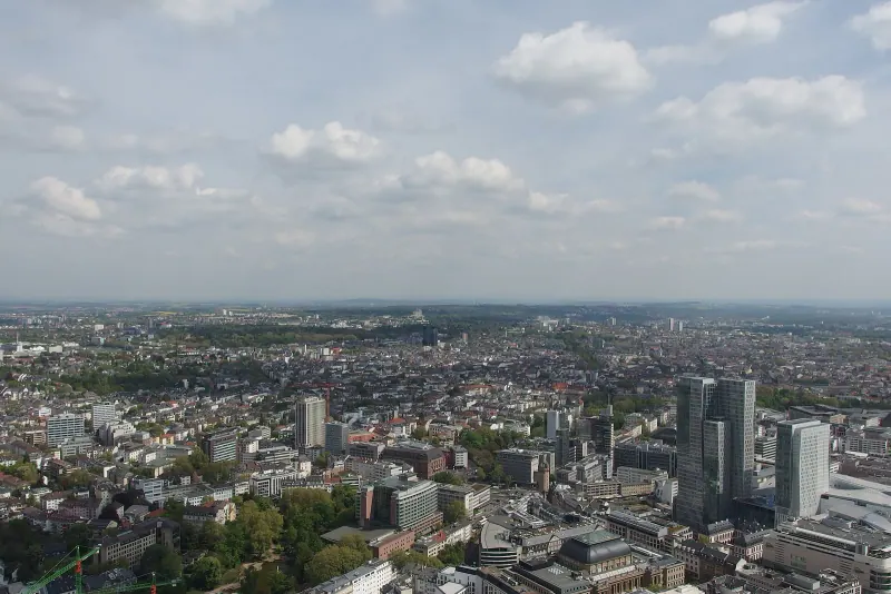 The view over Frankfurt from the Main Tower observation deck