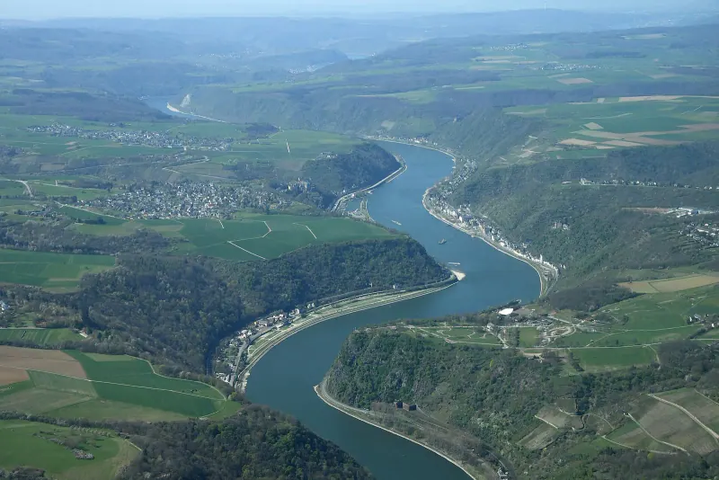 The Rhine gorge winding through the hills