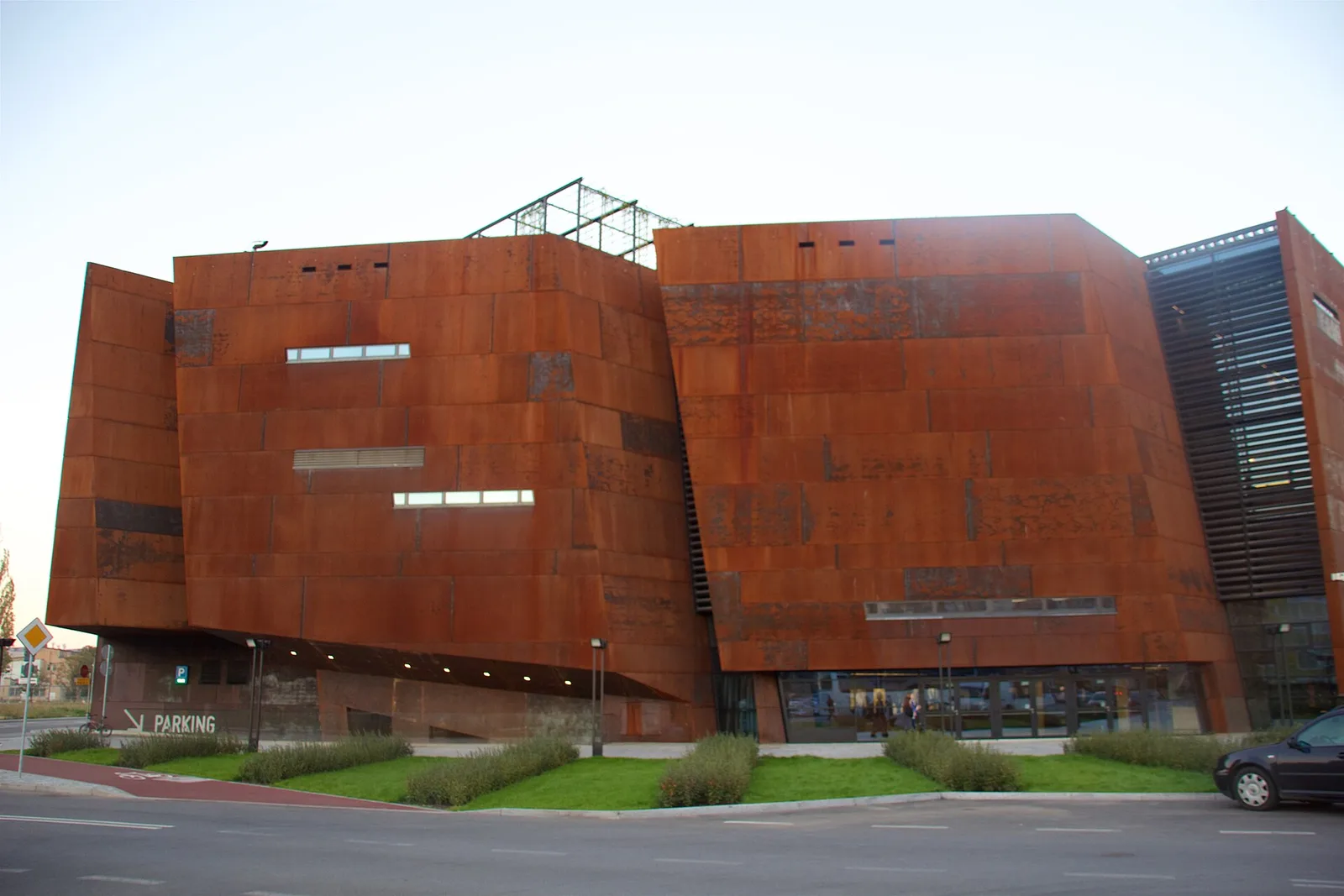 Rusted steel facade of the European Solidarity Centre, Gdansk