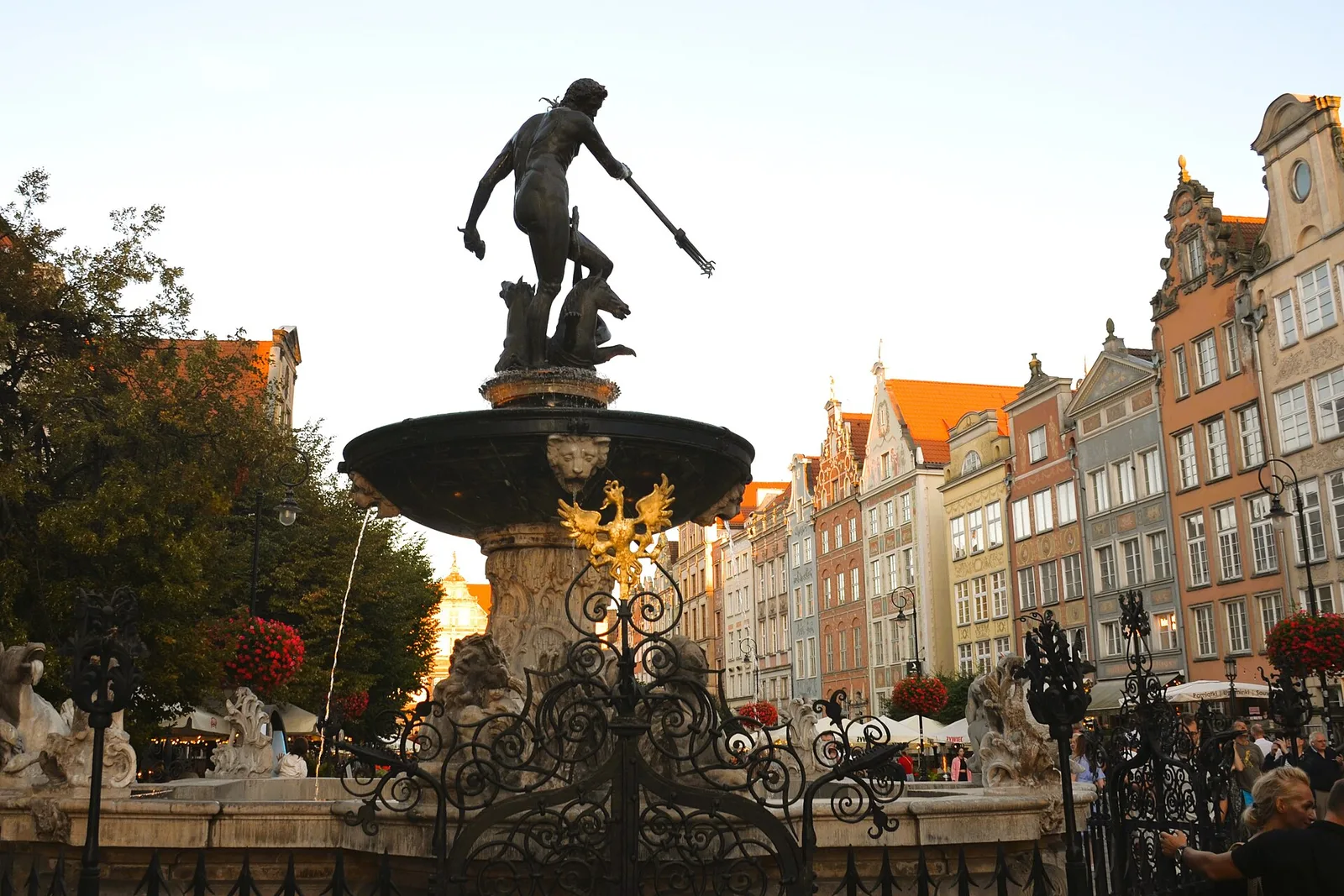 Neptune Fountain on the Long Market at golden hour, Gdansk