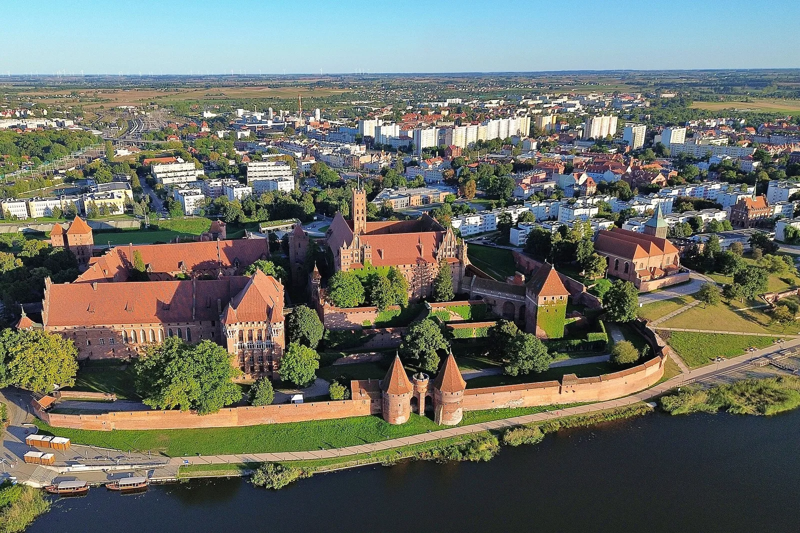 Aerial view of Malbork Castle, the huge brick Teutonic fortress