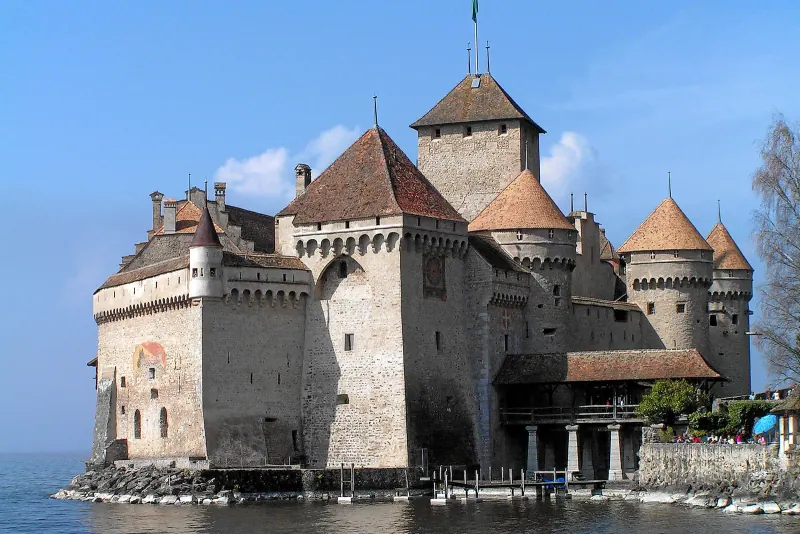 Chateau de Chillon on the shore of Lake Geneva