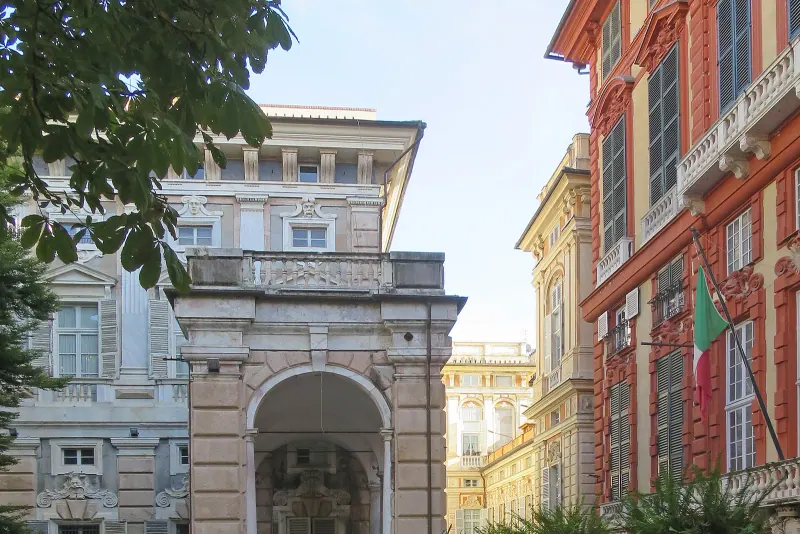 Painted palaces along Via Garibaldi in Genoa