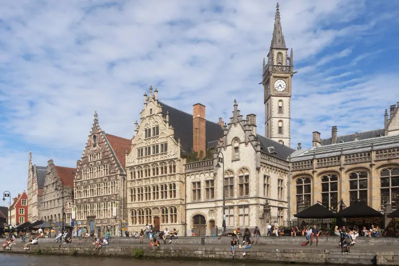 The Graslei guild houses and towers of Ghent