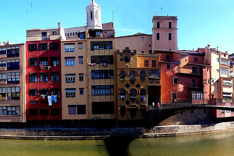 Girona's cathedral and old town rising above the Onyar river houses