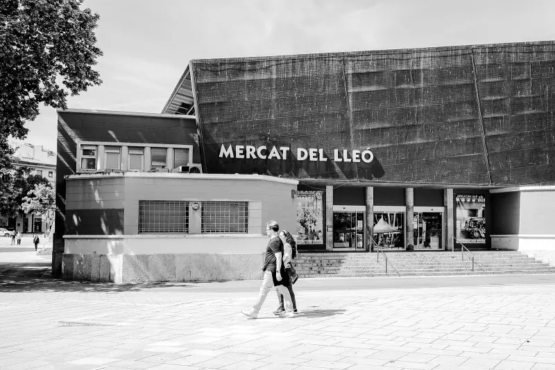 Stalls inside Girona's Mercat del Lleo covered market
