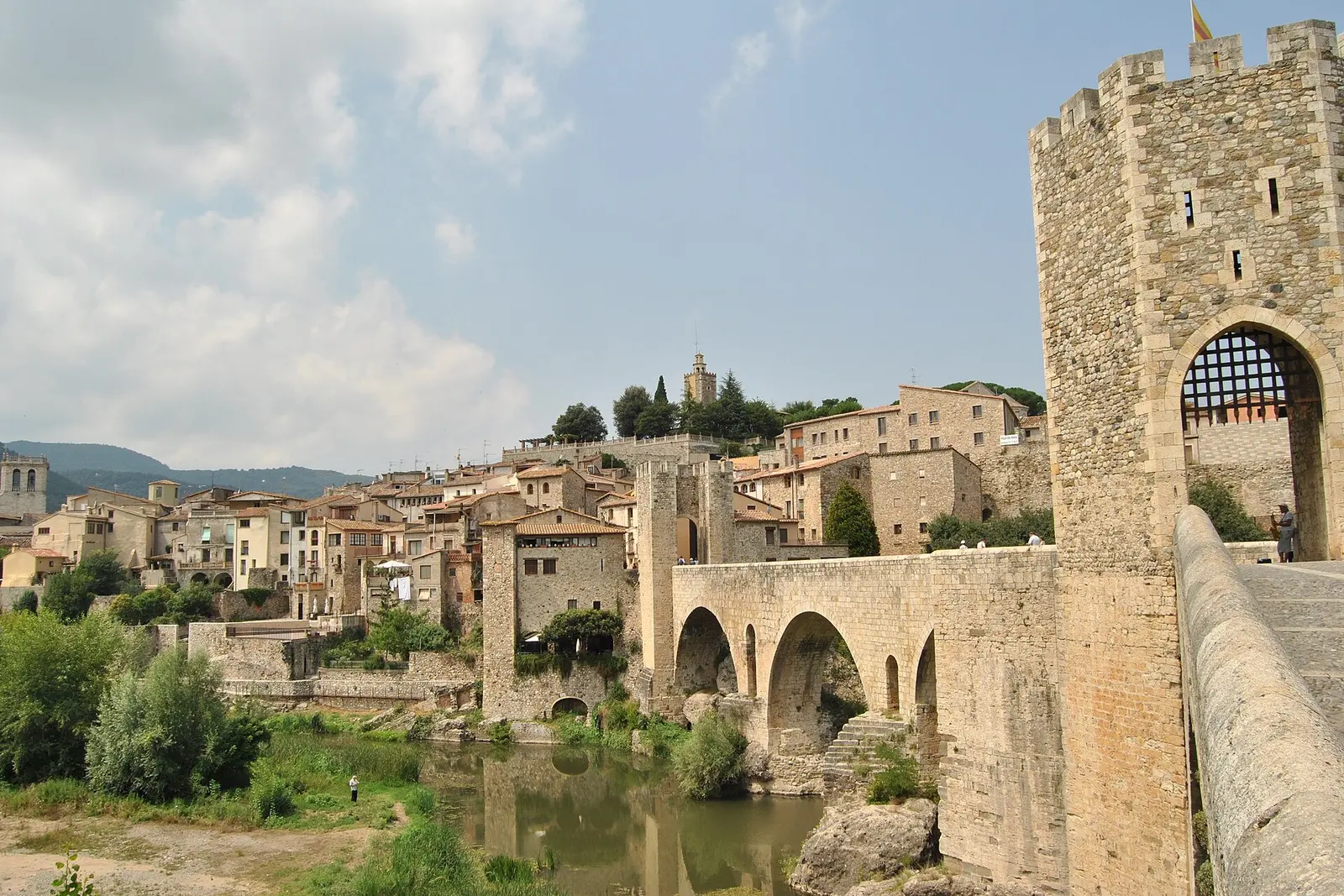 The medieval fortified bridge of Besalu outside Girona