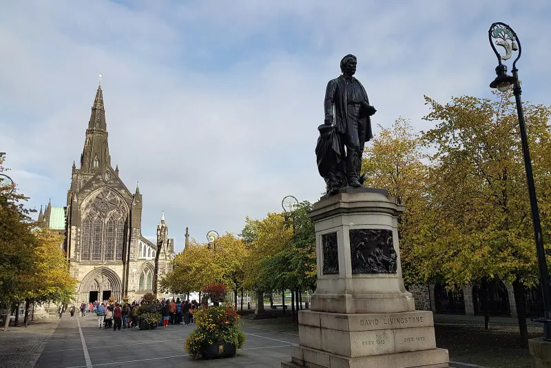 The David Livingstone statue in Cathedral Square outside Glasgow Cathedral