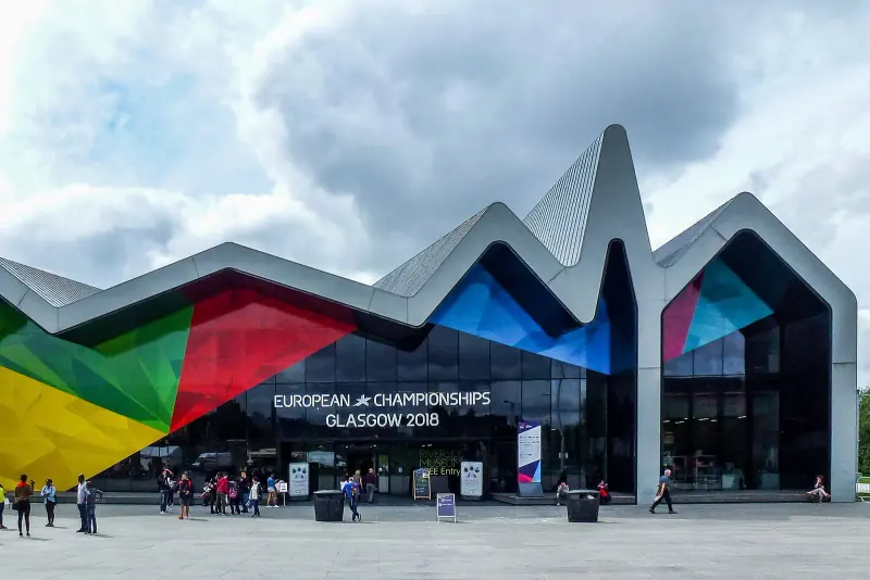 The zigzag facade of the Riverside Museum in Glasgow