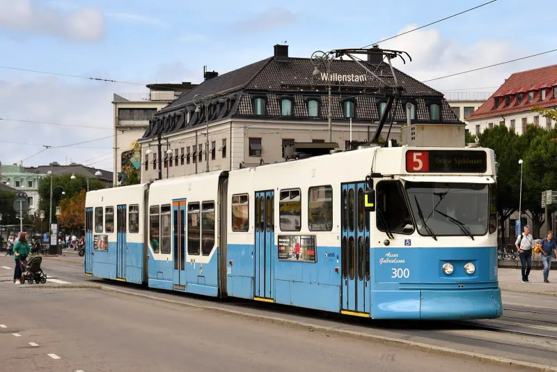 A tram on Kungsportsavenyn in central Gothenburg
