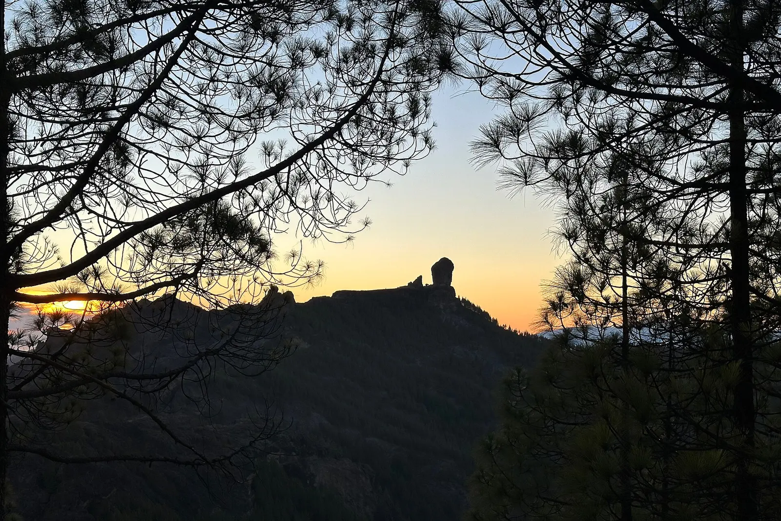 Roque Nublo rising above the Tejeda ravine, Gran Canaria