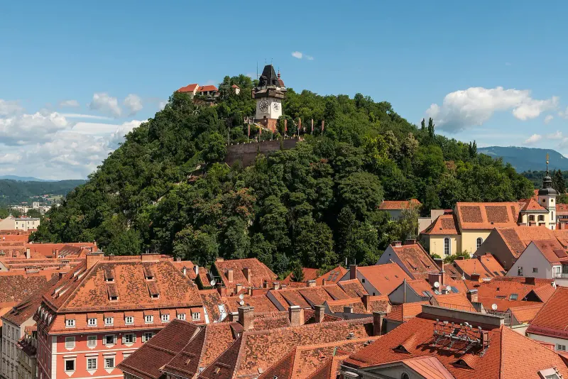 The Rathaus and rooftops of Graz