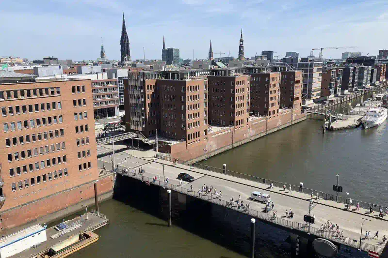 HafenCity and Speicherstadt seen from the Elbphilharmonie Plaza