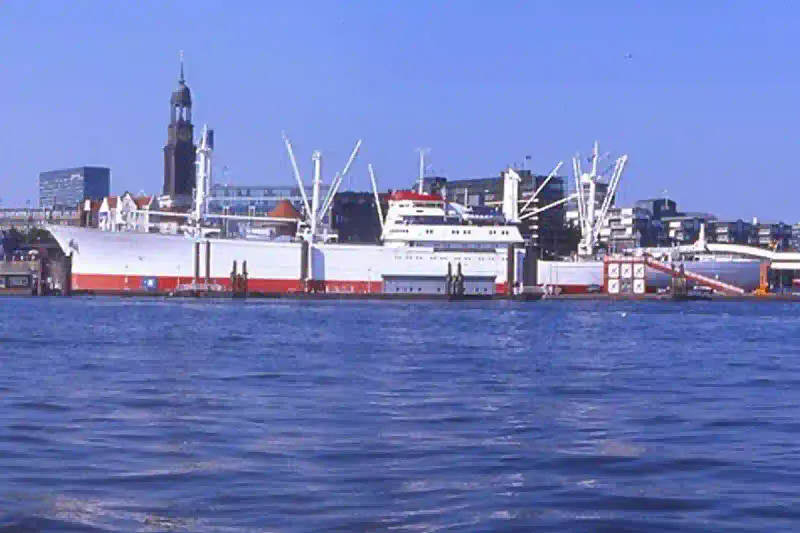 The museum ship Cap San Diego on the Elbe in Hamburg