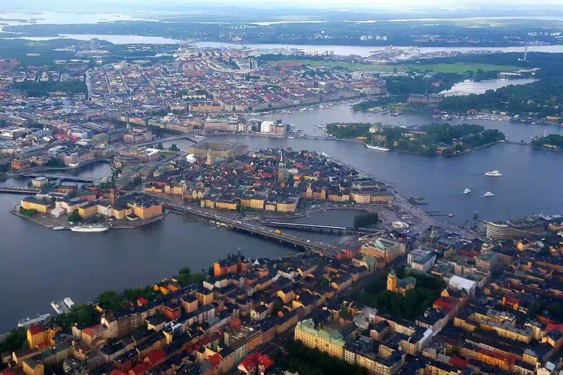 Aerial view of Gamla Stan, the Old Town of Stockholm