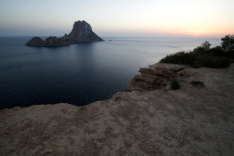 Es Vedra island at sunset off Ibiza's southwest coast