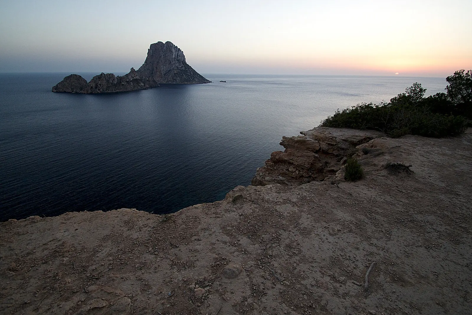 Es Vedra island at sunset off Ibiza's southwest coast