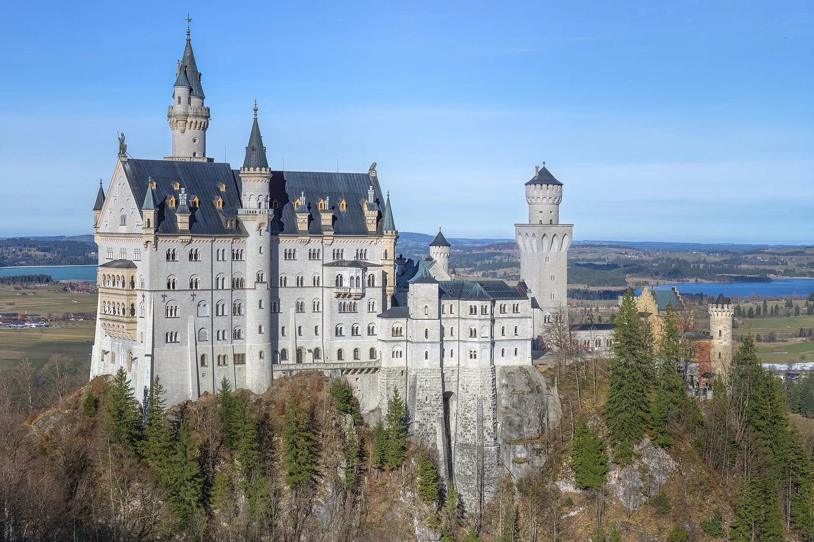 Neuschwanstein Castle above the trees in Bavaria