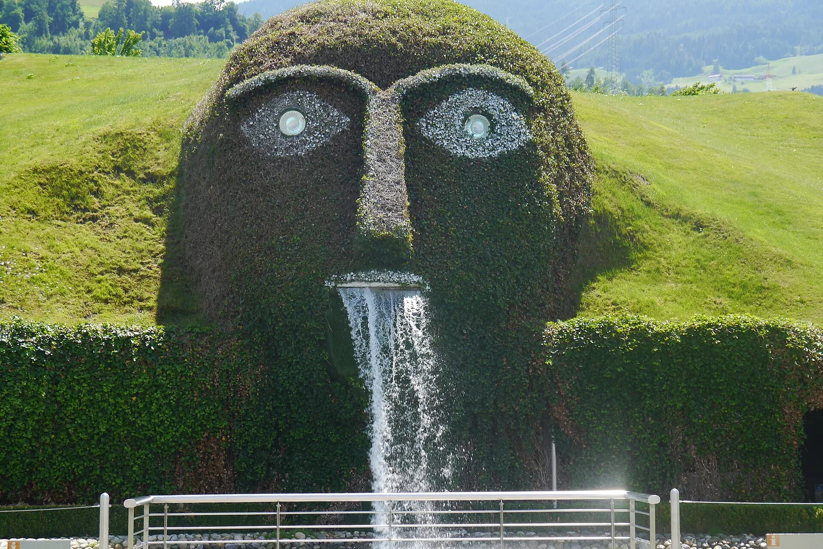 The giant waterfall face at Swarovski Kristallwelten in Wattens