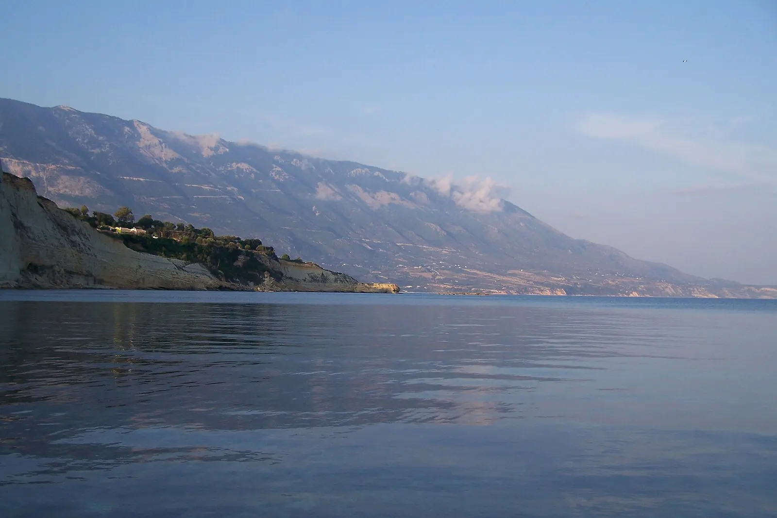 The forested slopes of Mount Ainos above the Ionian Sea