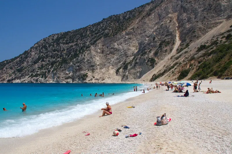 Myrtos Beach seen from the clifftop road on Kefalonia