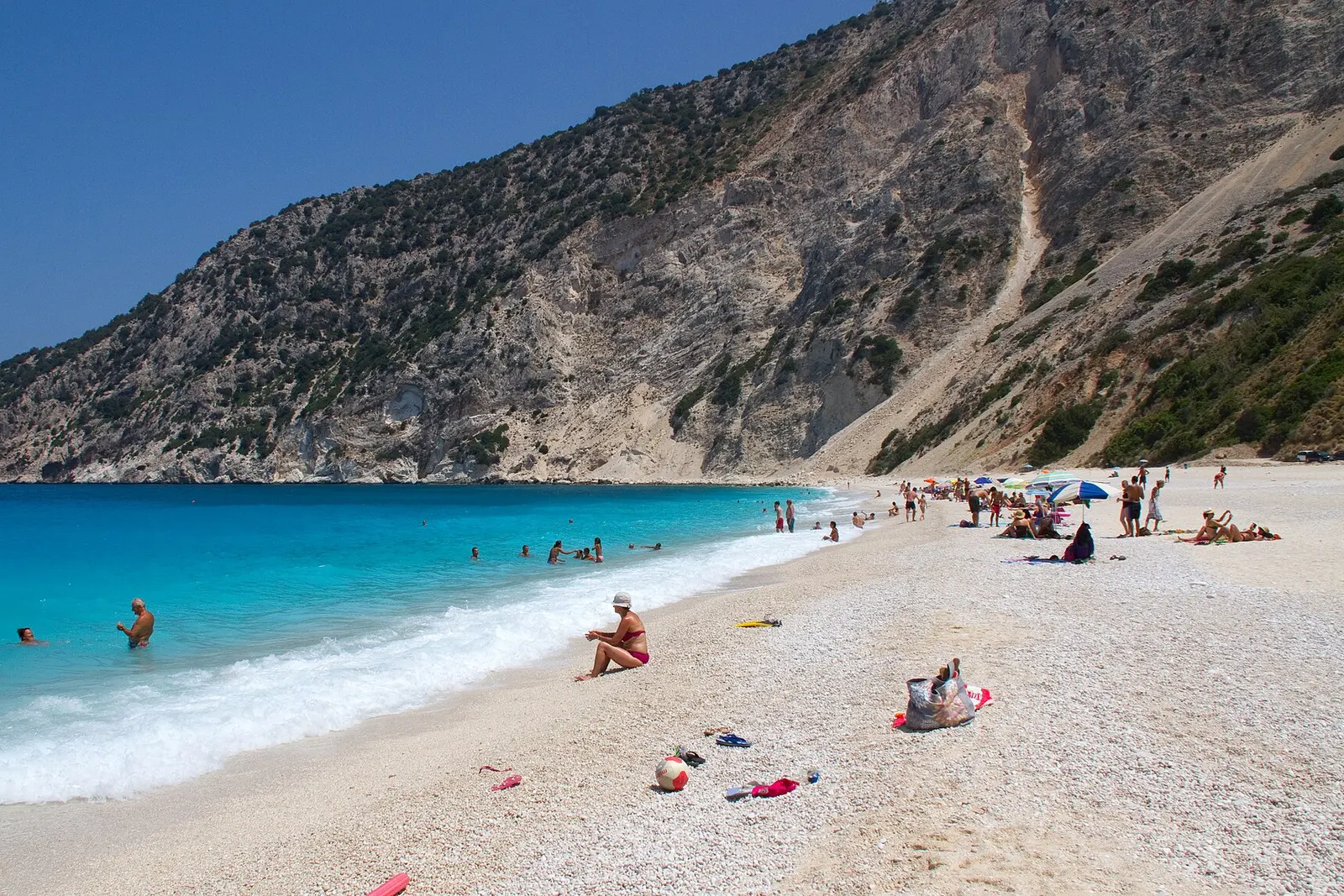 Myrtos Beach seen from the clifftop road on Kefalonia