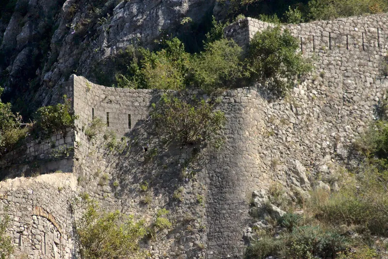 The switchback walls climbing above Kotor old town