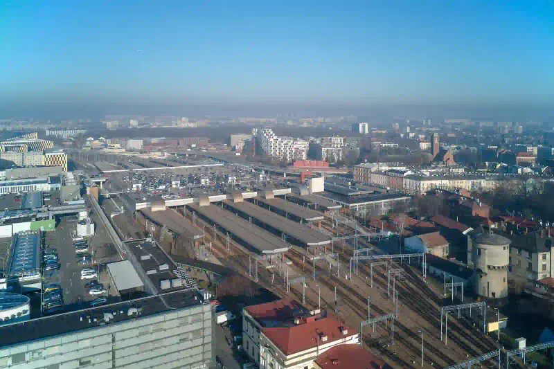 Krakow Glowny main train station from above