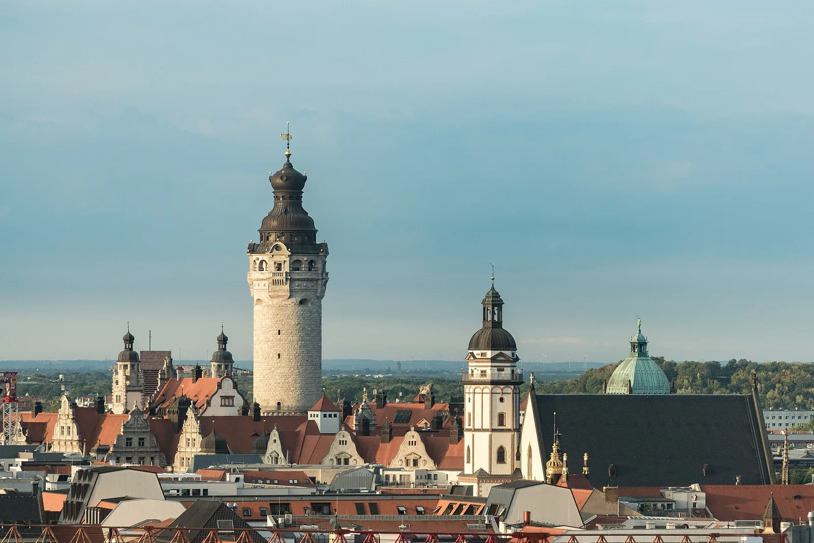 Leipzig skyline with the Old Town Hall and Nikolaikirche