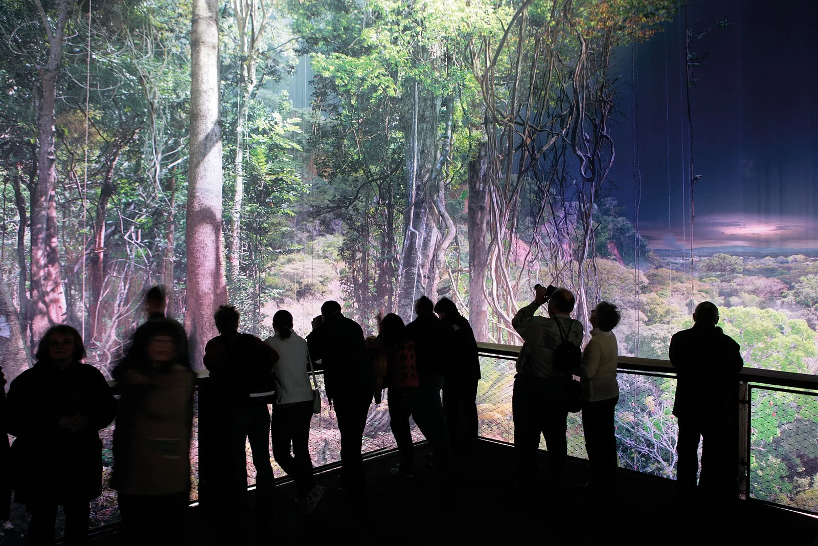 Visitors silhouetted inside the Asisi 360-degree Panometer, Leipzig