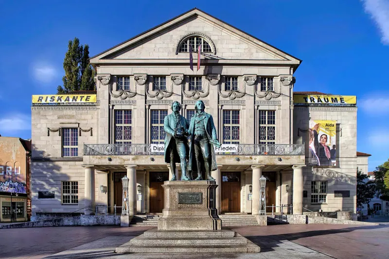Goethe-Schiller monument in front of the National Theatre, Weimar