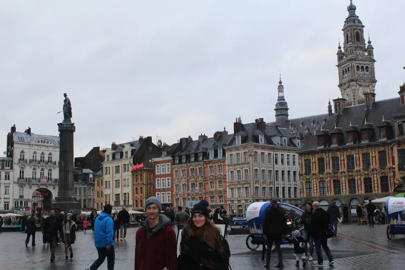 The Flemish gables and Goddess column of Lille's Grand Place