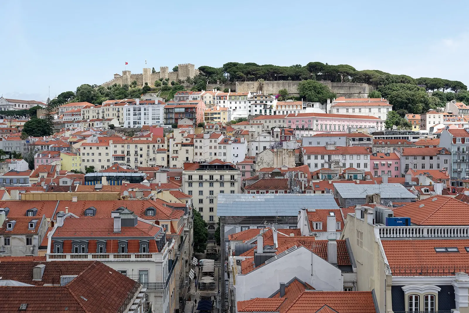 Lisbon's tiled rooftops with the castle on the skyline