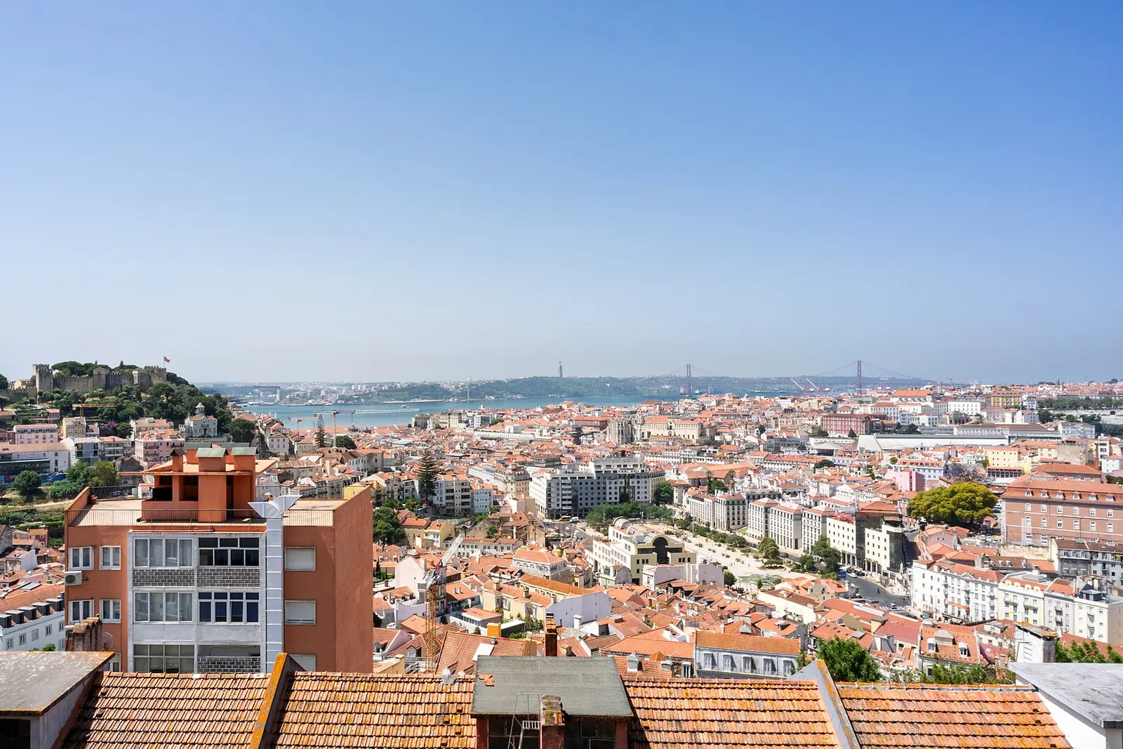 View over Lisbon's rooftops from the Sao Jorge Castle walls