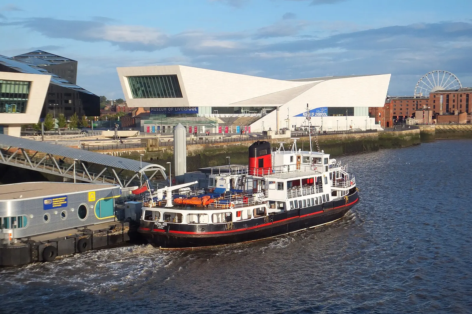 The Mersey ferry leaving Liverpool's Pier Head